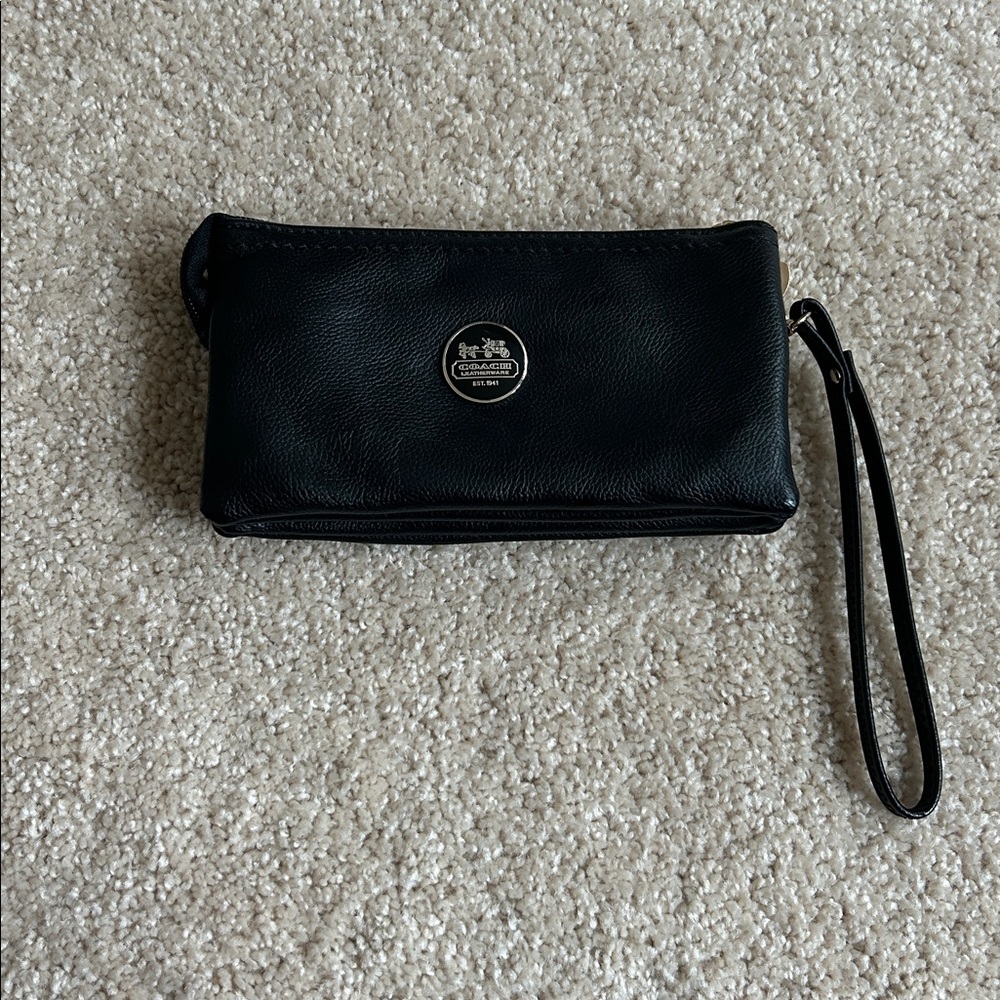 Coach Black Leather Wristlet